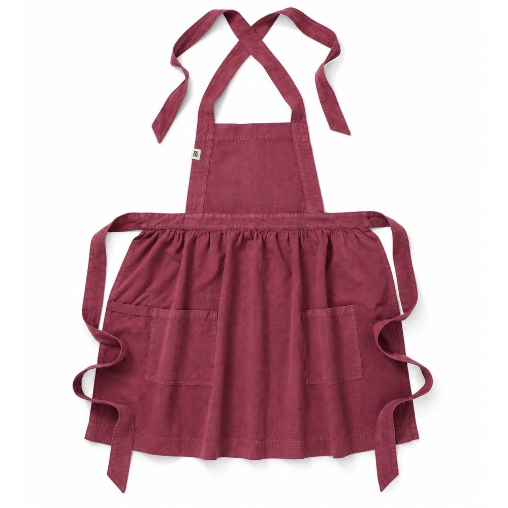 Hedley & Bennett Pinafore Apron Pomegranate 60% Cotton 40% Linen NWT